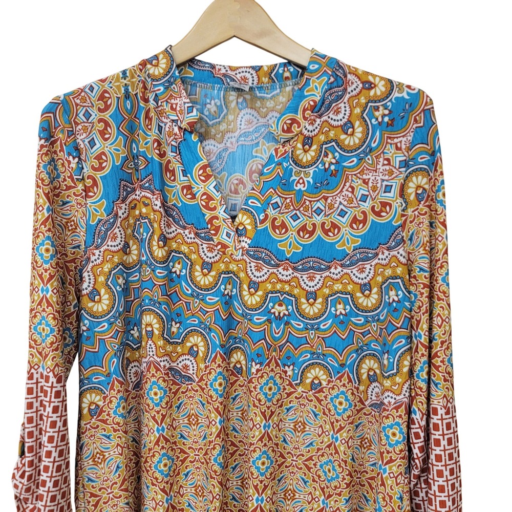 Honeyme Womens Lightweight Boho Festival Mod Tunic Sz M Spring Summer Layering